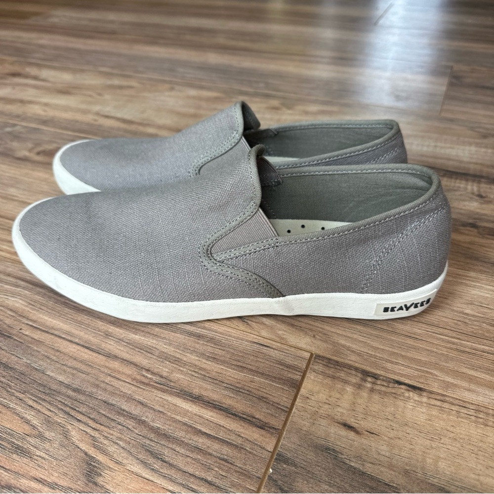 SEAVEES BAJA Slip On Sneakers -Linen - Men Sz 10 - Gray Canvas - Picture 1 of 6